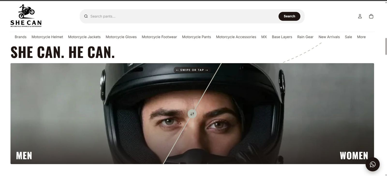 SHE CAN homepage on a laptop